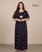 Classic Kerala Cotton Nighty with Contemporary Onam Neck Design in 4 different colors