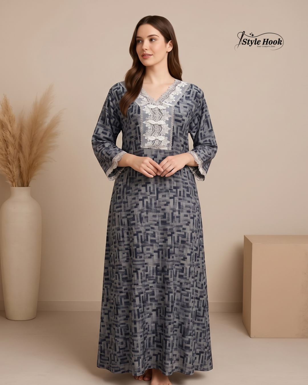 Style Hook Premium Dubai House Dress Nighty for Women