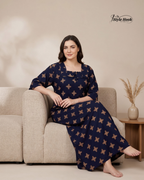 Classic Kerala Cotton Nighty with Contemporary Onam Neck Design in 4 different colors