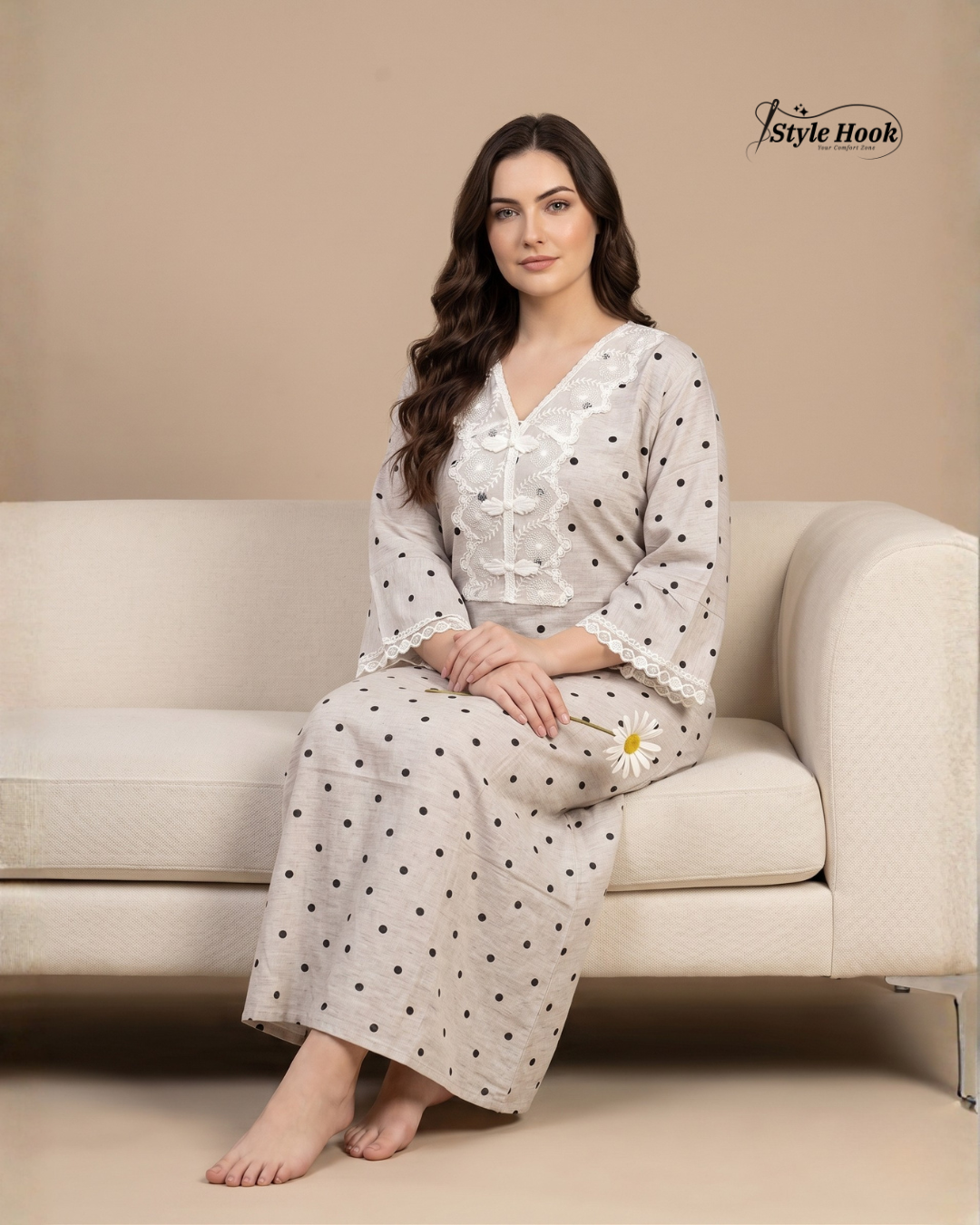 Style Hook Luxury Floral Dubai Nighty – Imported Fabric Collection