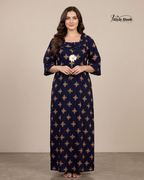 Classic Kerala Cotton Nighty with Contemporary Onam Neck Design in 4 different colors