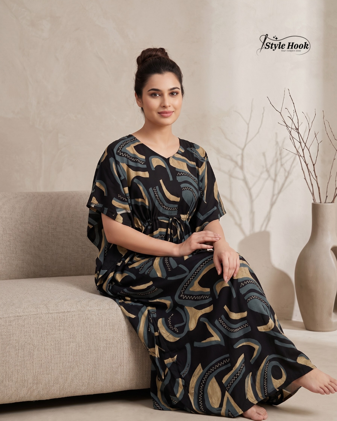 Style Hook Floral Dubai Kaftan Nightwear