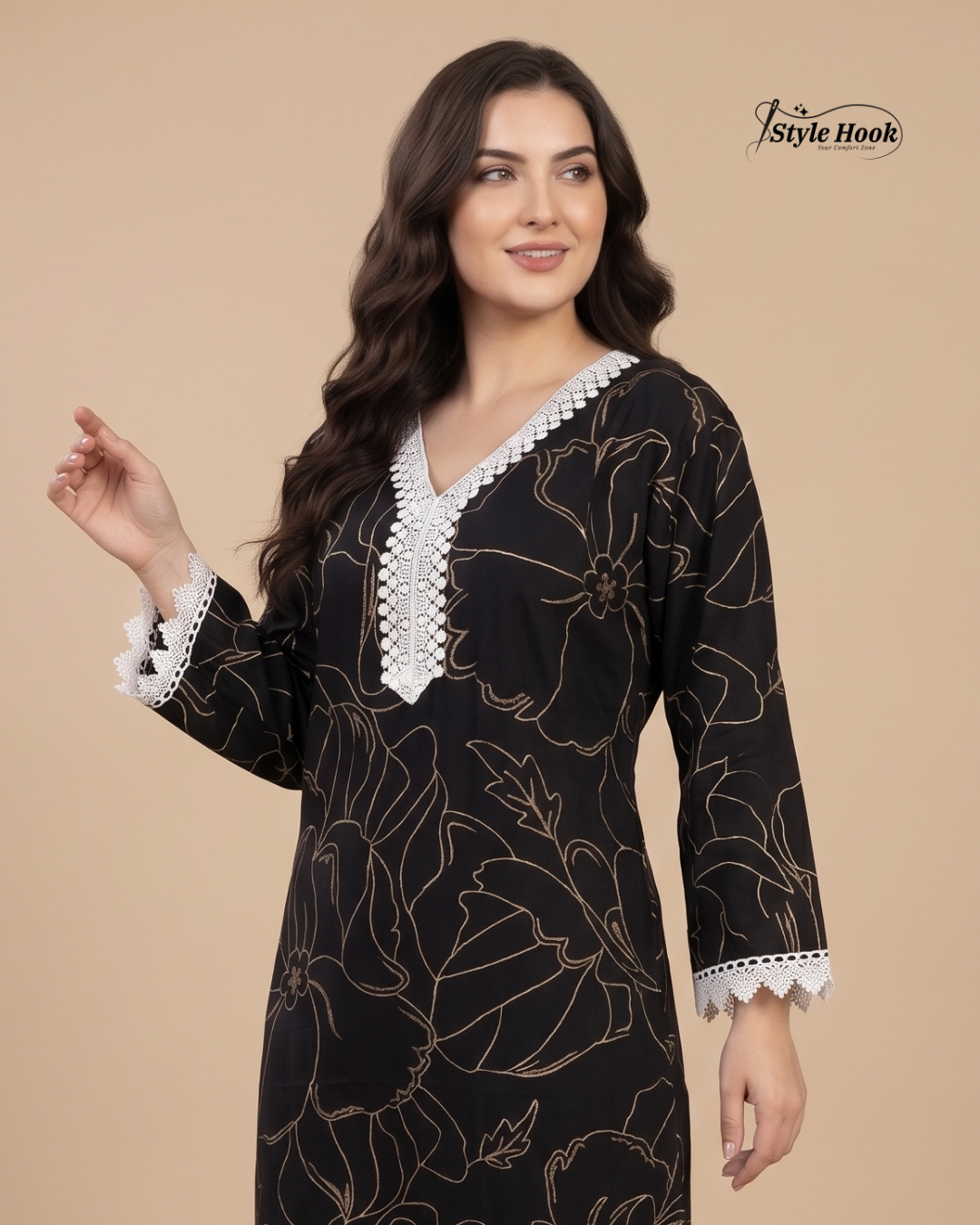 Elegant Rayon Nightwear Dress