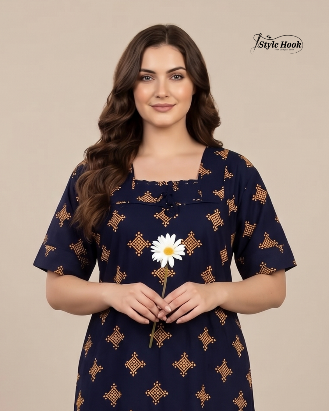 Classic Kerala Cotton Nighty with Contemporary Onam Neck Design in 4 different colors
