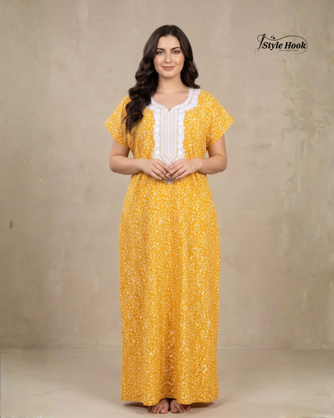 Pakistani Embroidered Nighty for Ladies