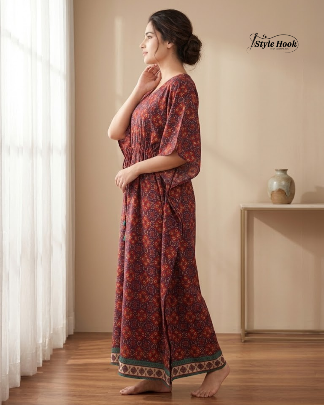 Style Hook Soft Rayon Kaftan Nighty for Women