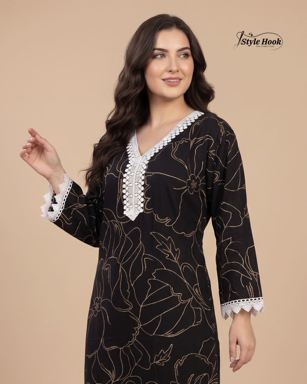 Elegant Rayon Nightwear Dress