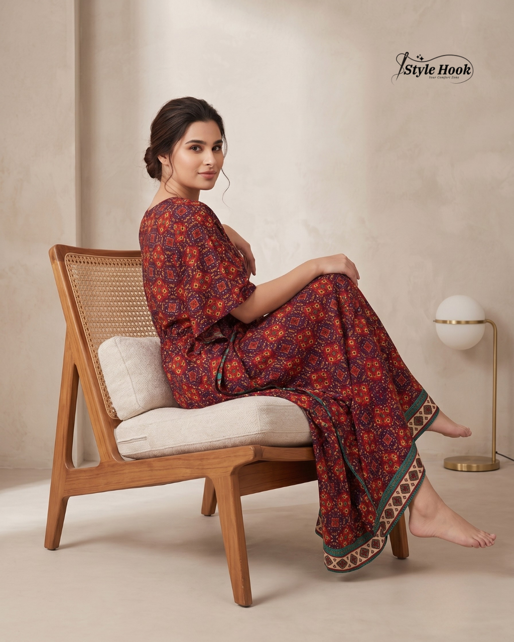 Style Hook Soft Rayon Kaftan Nighty for Women