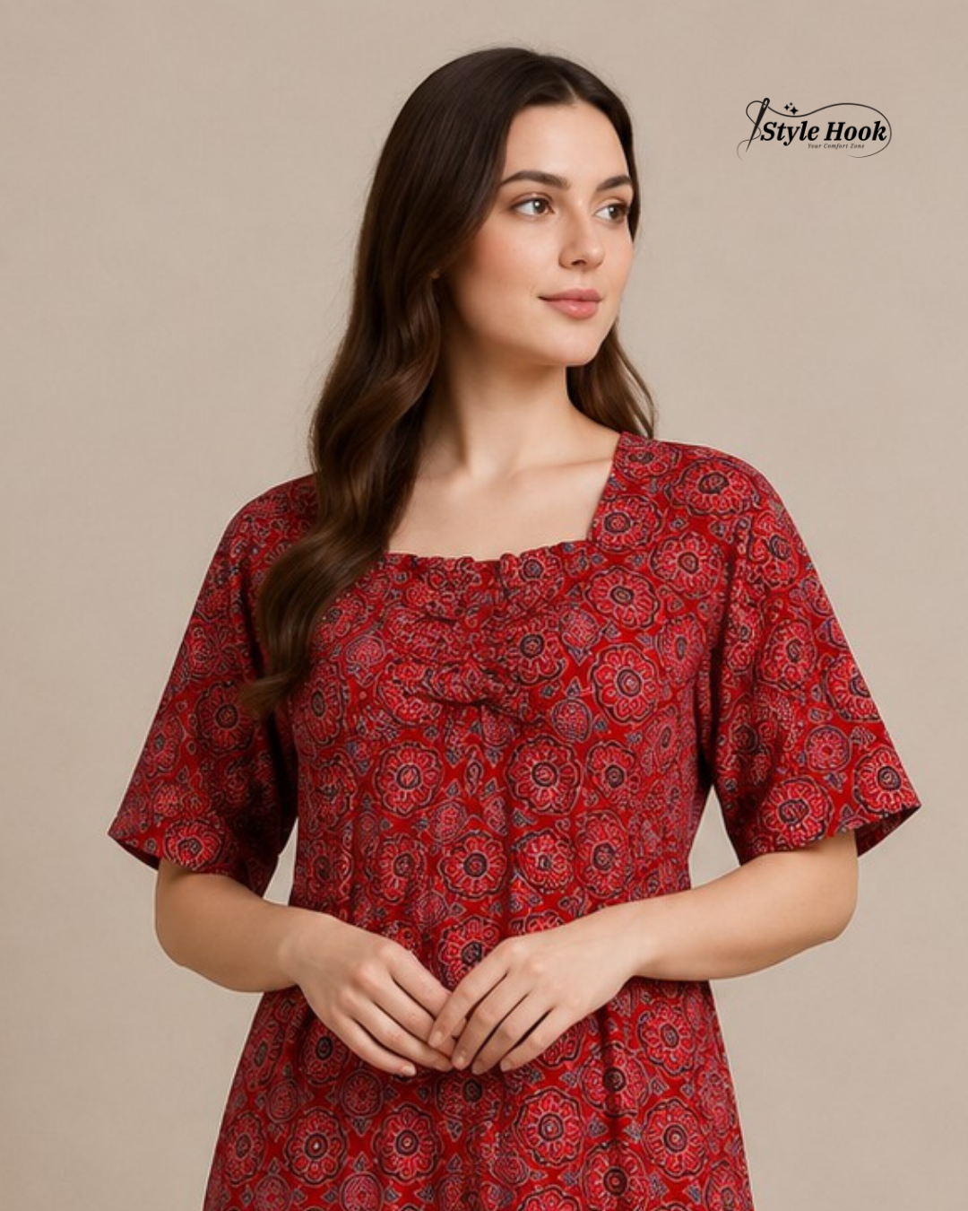Designer Ajrak Print Women's Cotton Nighty