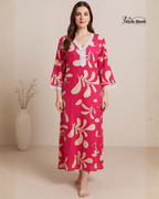Designer Printed Rayon Maxi Nighty for Ladies