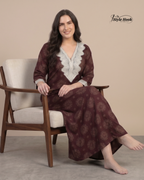 Style Hook Premium Cotton Lace Designer Nighty for Women