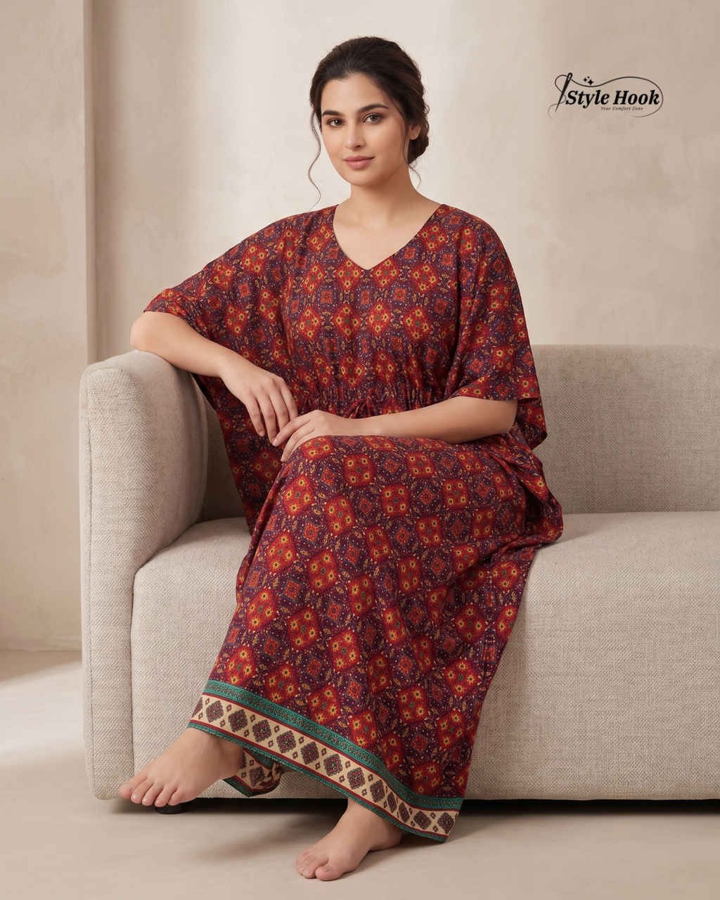 Style Hook Soft Rayon Kaftan Nighty for Women