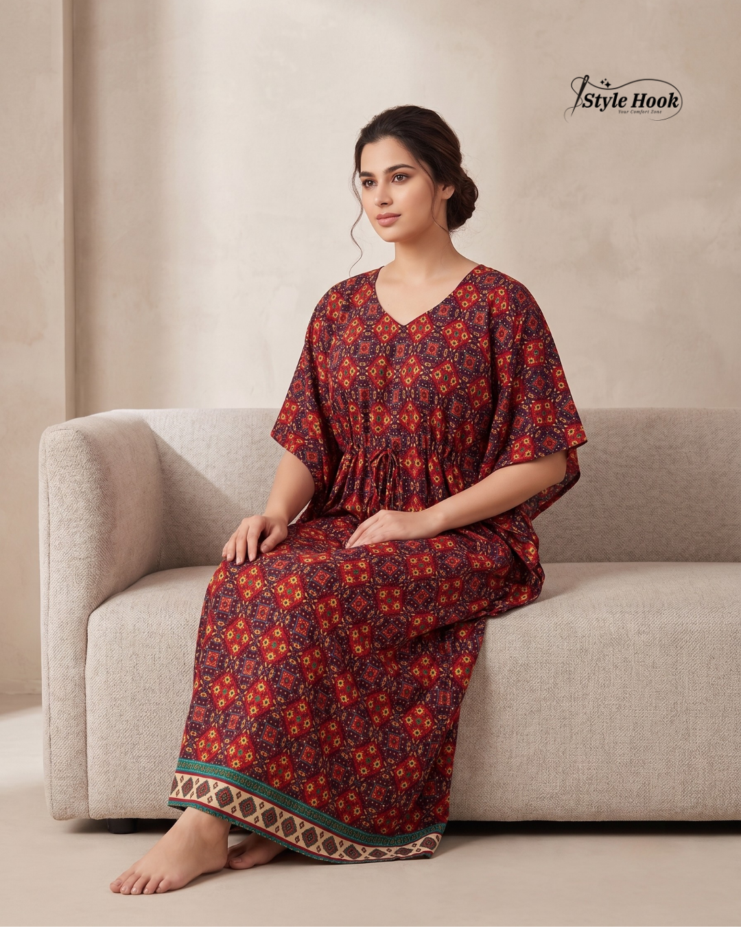 Style Hook Soft Rayon Kaftan Nighty for Women