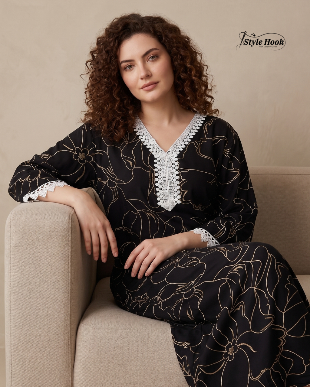 Elegant Rayon Nightwear Dress