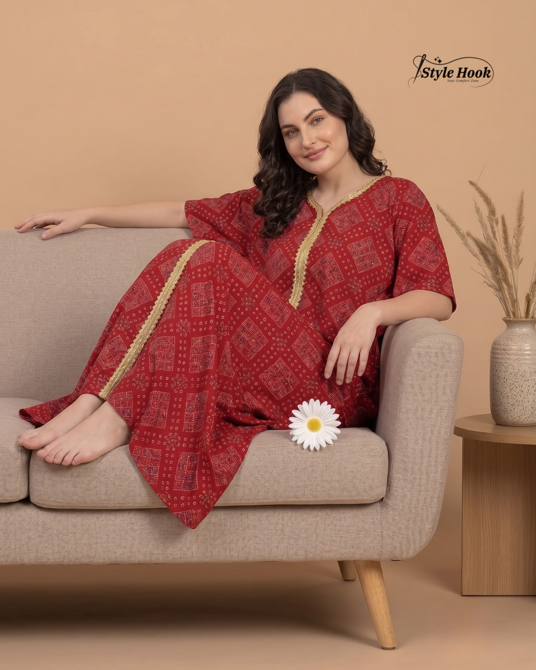 Elegant Floral Cotton Night Dress for Women