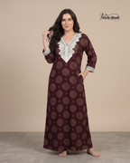 Style Hook Premium Cotton Lace Designer Nighty for Women