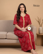 Elegant Floral Cotton Night Dress for Women