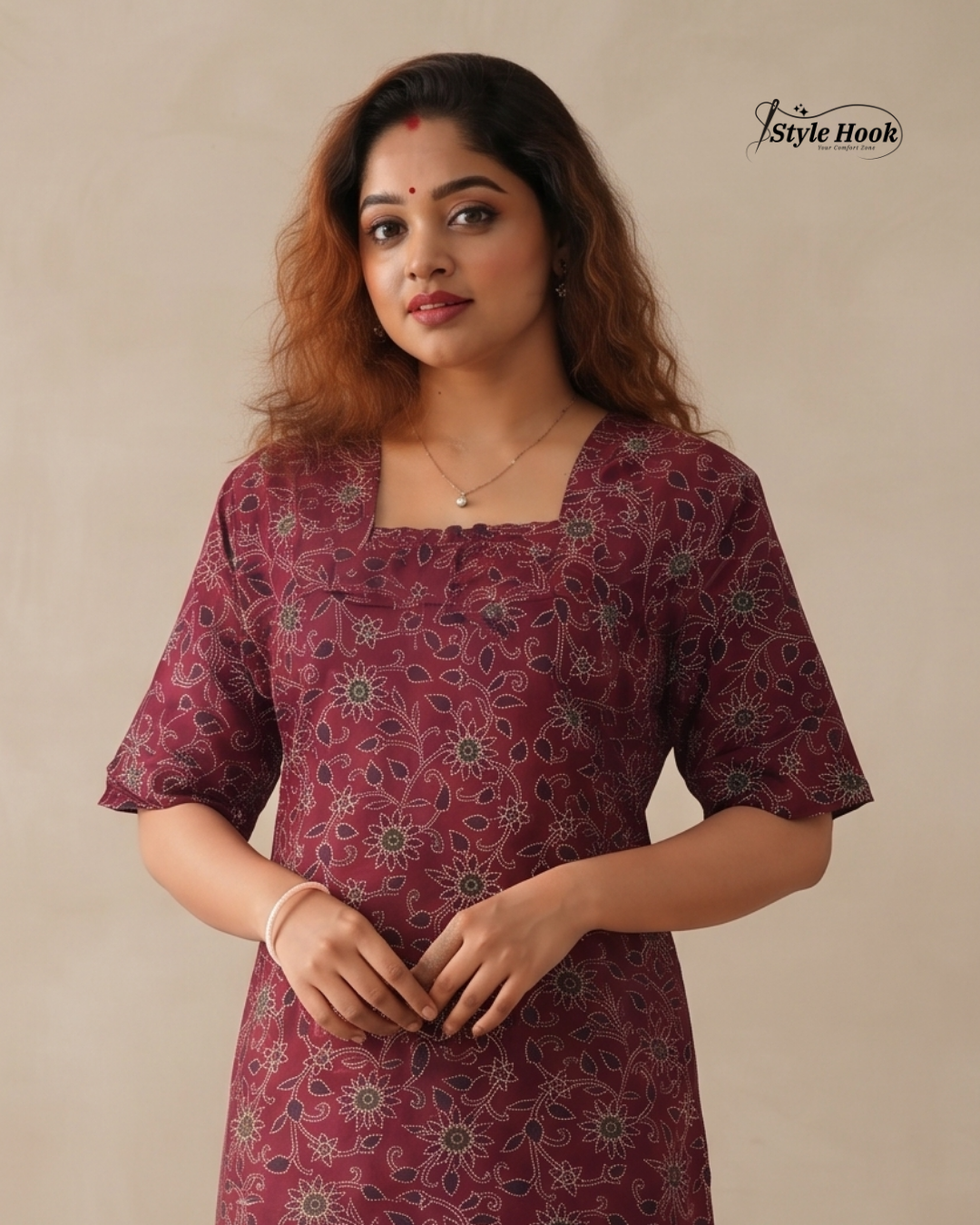 Indian Ajrak Design Full Length Nighty