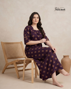 Classic Kerala Cotton Nighty with Contemporary Onam Neck Design in 4 different colors