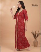Elegant Floral Cotton Night Dress for Women