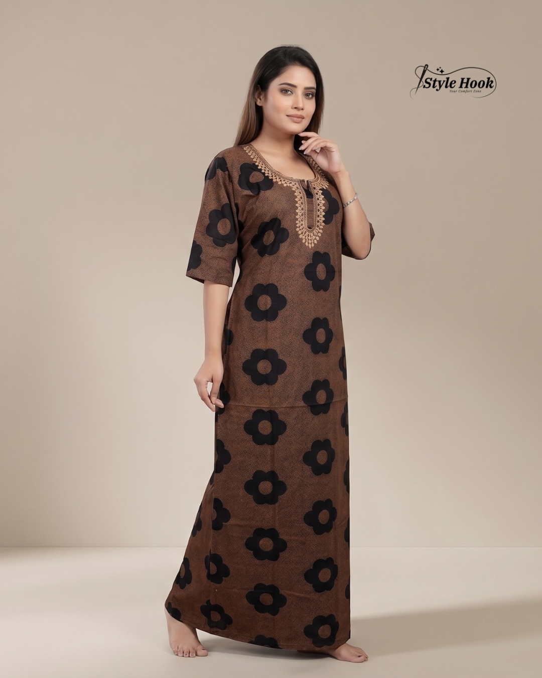 Style Hook Feeding Friendly Cotton Nighty
