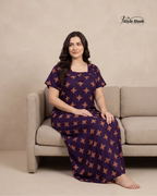 Classic Kerala Cotton Nighty with Contemporary Onam Neck Design in 4 different colors