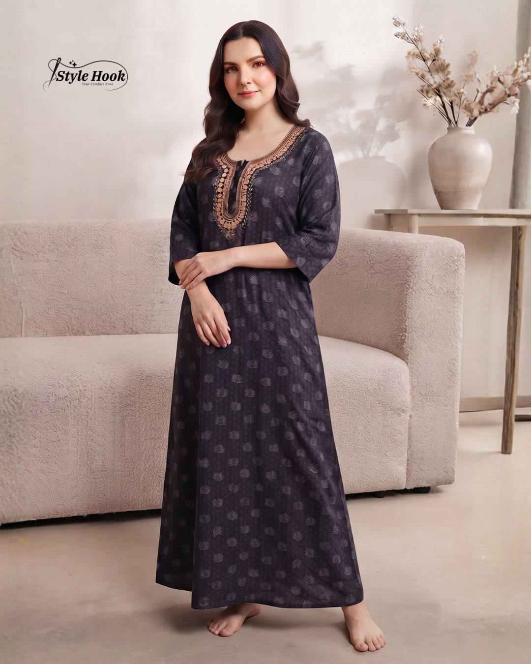 Full Length Cotton Nighty for Ladies
