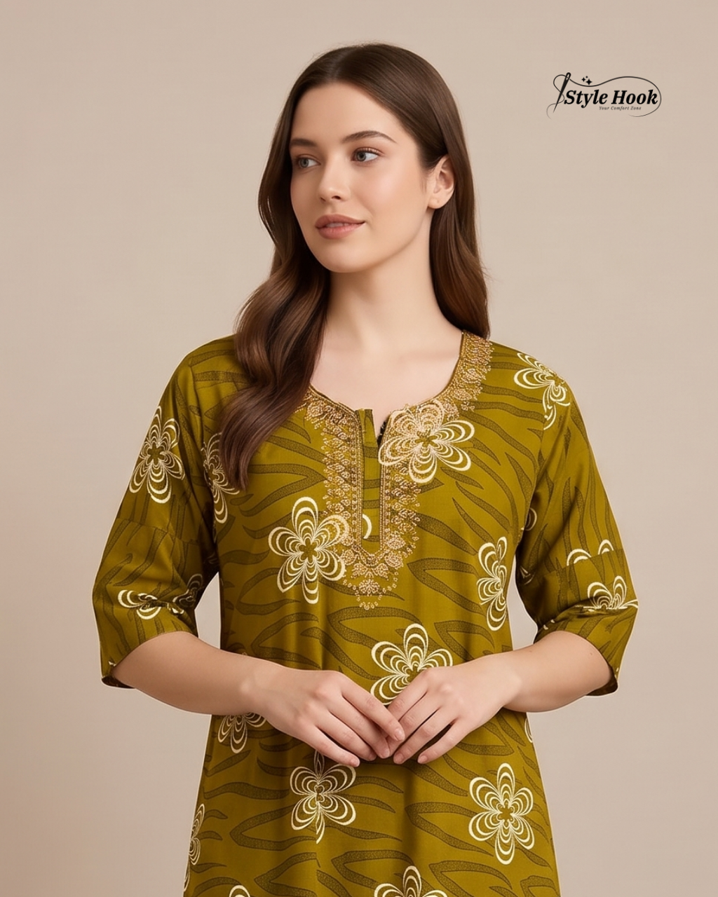 Soft Cotton Embroidery Nighty for Women