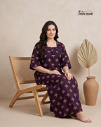 Classic Kerala Cotton Nighty with Contemporary Onam Neck Design in 4 different colors