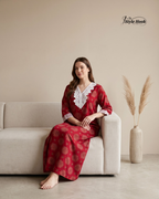 Style Hook Designer Cotton Nighty with Premium Lace Work
