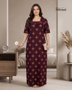 Classic Kerala Cotton Nighty with Contemporary Onam Neck Design in 4 different colors