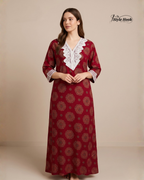 Style Hook Designer Cotton Nighty with Premium Lace Work