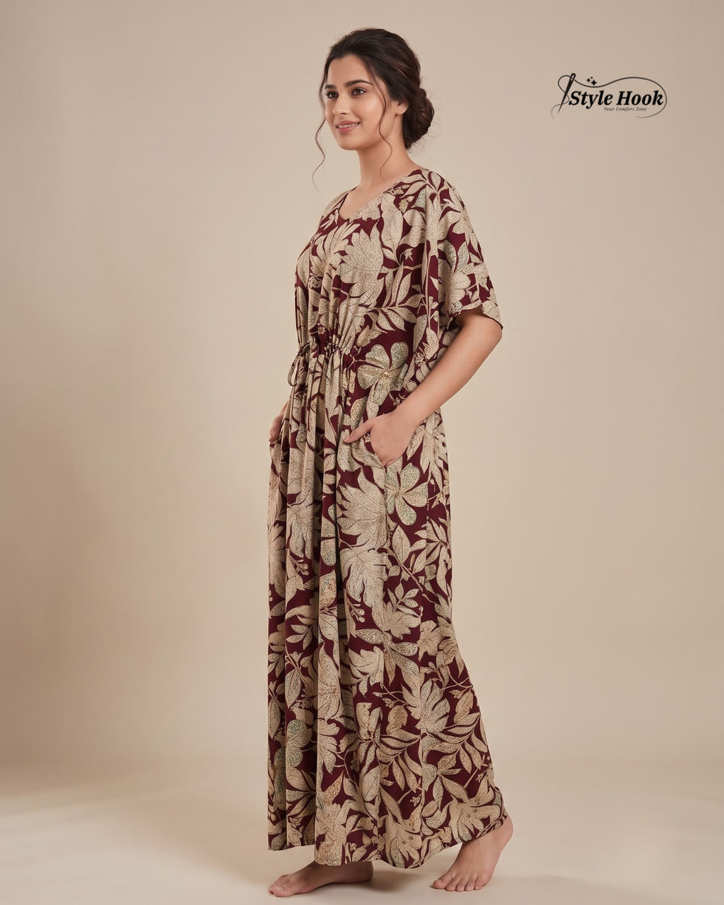 Style Hook Premium Printed Kaftan Nighty