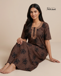 Style Hook Embroidered Neck Cotton Nighty