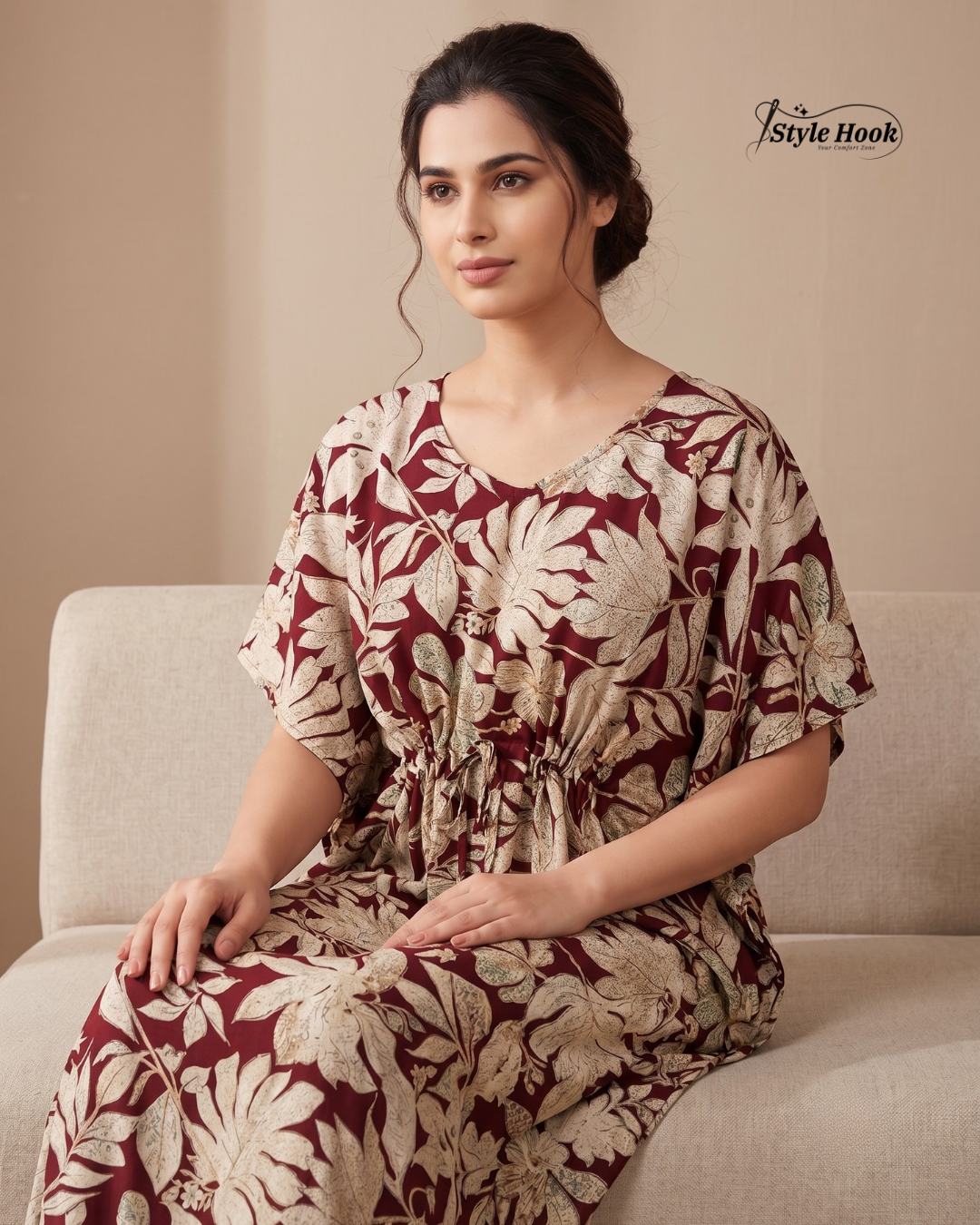 Style Hook Premium Printed Kaftan Nighty