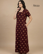 Classic Kerala Cotton Nighty with Contemporary Onam Neck Design in 4 different colors