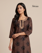 Style Hook Embroidered Neck Cotton Nighty