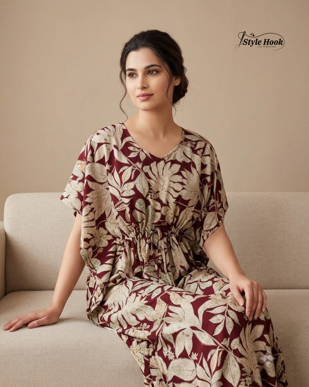 Style Hook Premium Printed Kaftan Nighty