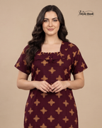 Classic Kerala Cotton Nighty with Contemporary Onam Neck Design in 4 different colors