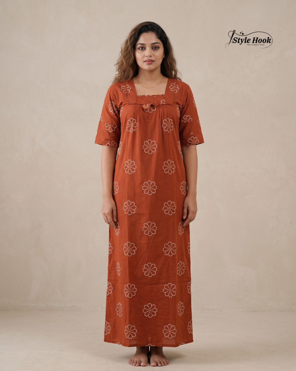 Kerala Onam Special Cotton Nighty with Trending Neck Design