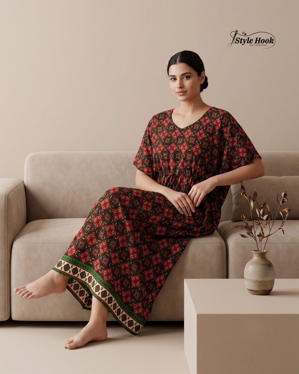 Style Hook Soft Rayon Kaftan Nighty for Women