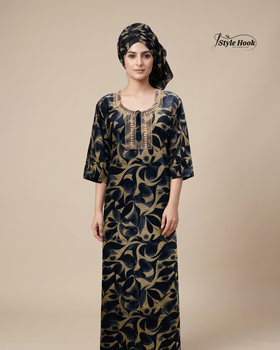 Style Hook Modest Cotton Shawl Nighty for Women