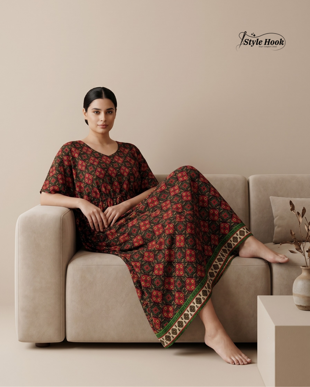 Style Hook Soft Rayon Kaftan Nighty for Women