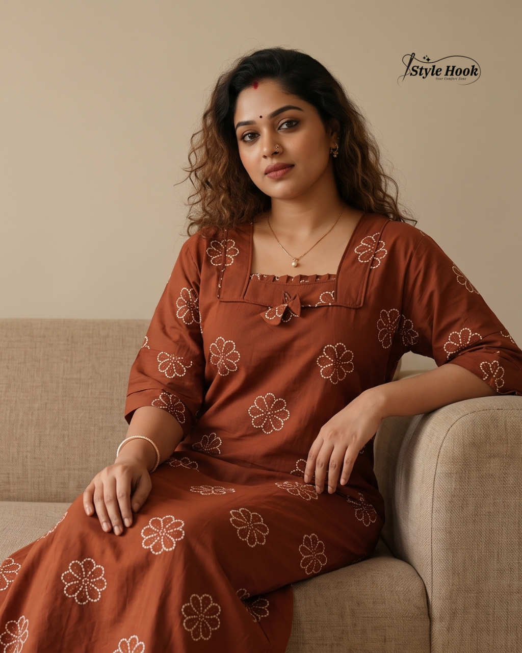Kerala Onam Special Cotton Nighty with Trending Neck Design