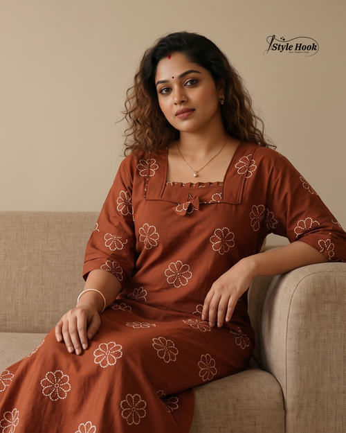 Kerala Onam Special Cotton Nighty with Trending Neck Design