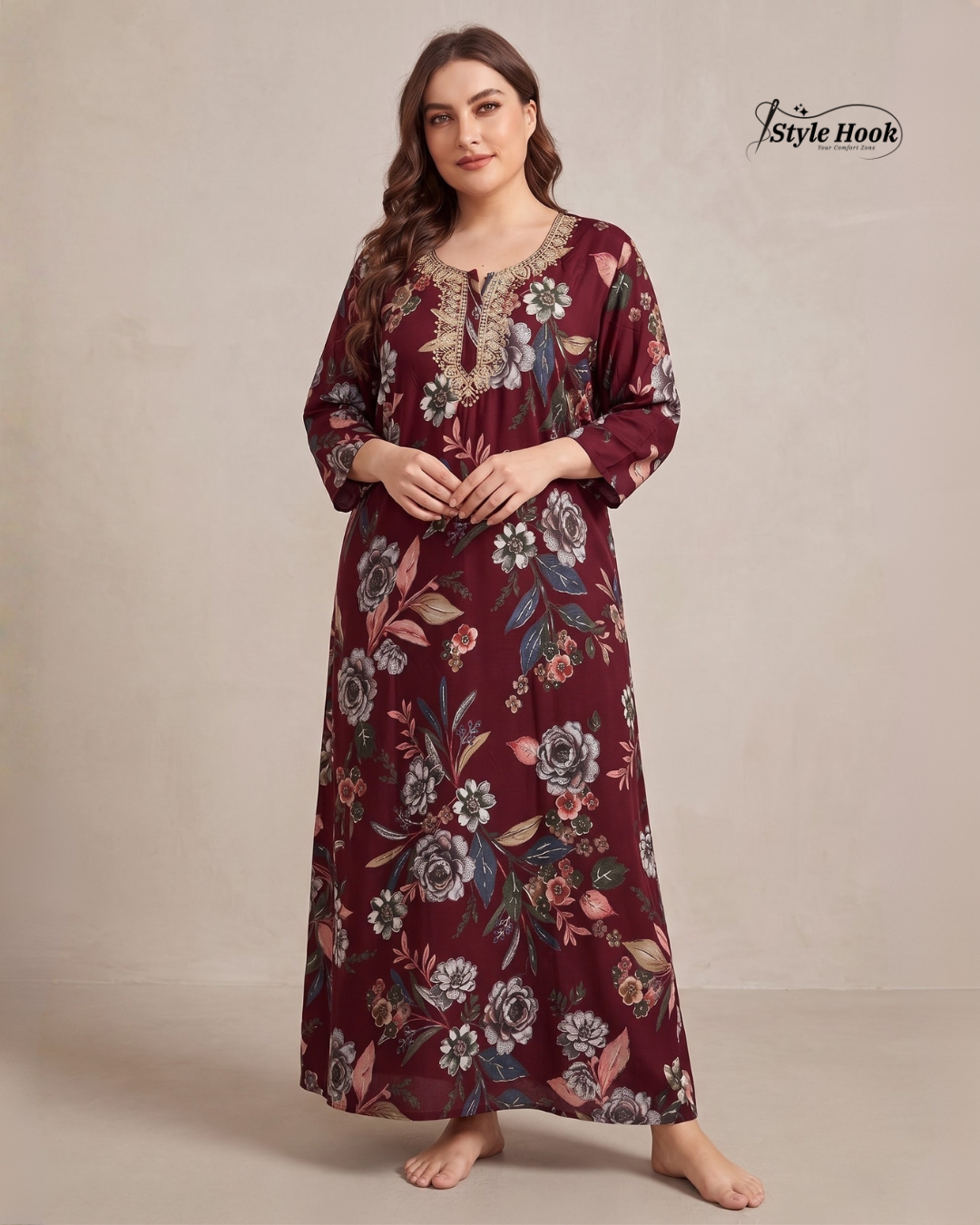 Printed Rayon Nighty for Women