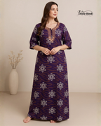 Premium Cotton Embroidered Nighty – Daily Comfort Wear