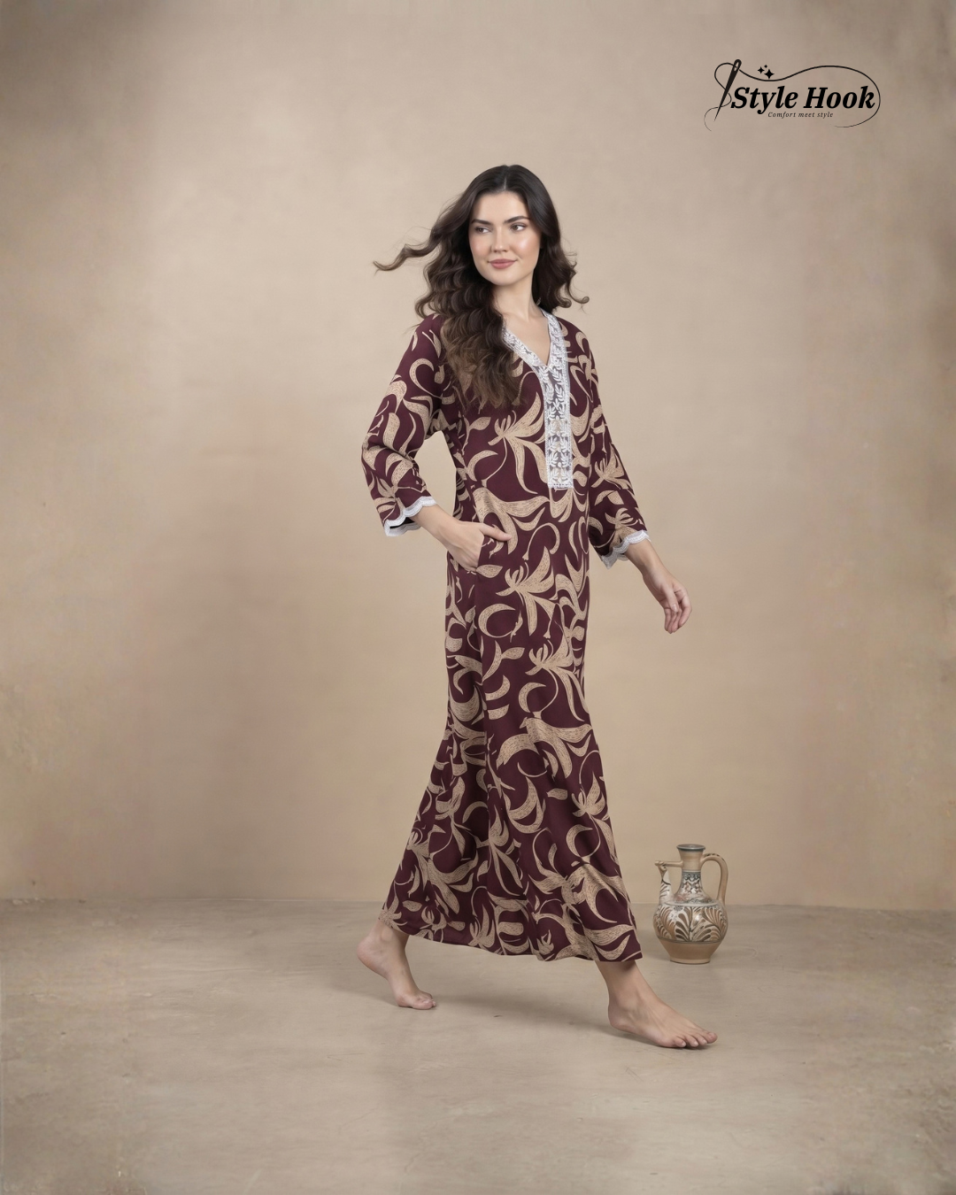 Fancy Premium Rayon Nighty – Elegant Nightwear for Women