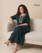 Style Hook Premium Cotton Nighty Maxi – Embroidery design Neck