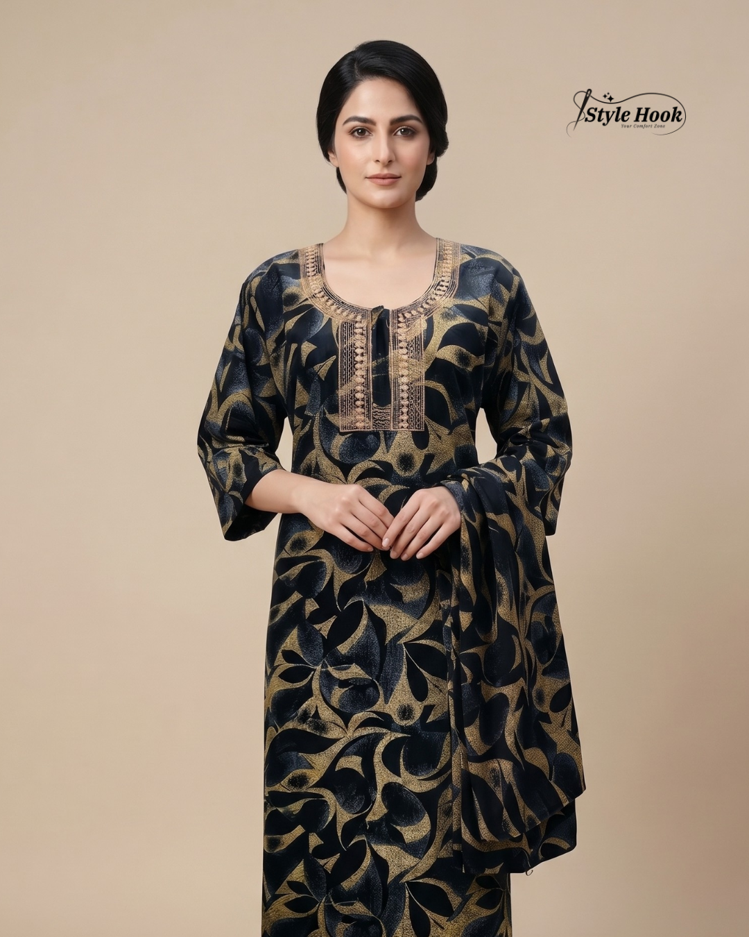 Style Hook Modest Cotton Shawl Nighty for Women